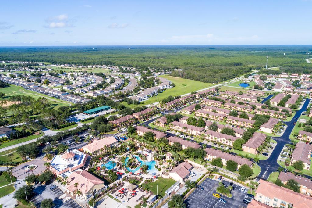 Aerial overhead of Florida neighborhood