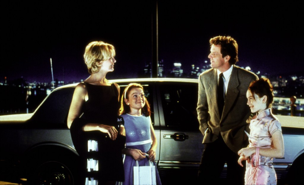 Natasha Richardson, Lindsay Lohan, Dennis Quaid filming.