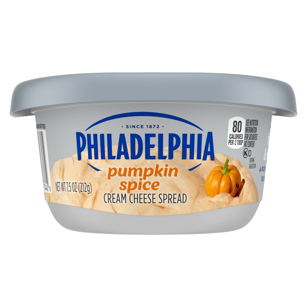 A container of Philadelphia Pumpkin Spice Cream Cheese