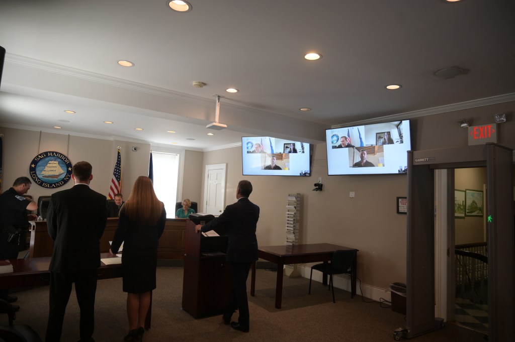 Justin Timberlake appears by video during his arraignment in Sows Sag Harbor Court Room. August 2nd 2024.