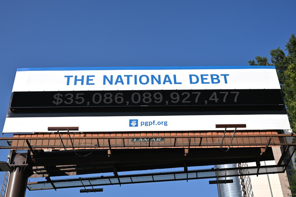 The US national debt recently surpassed $35 trillion. The image above is of an electronic billboard seen in Atlanta.