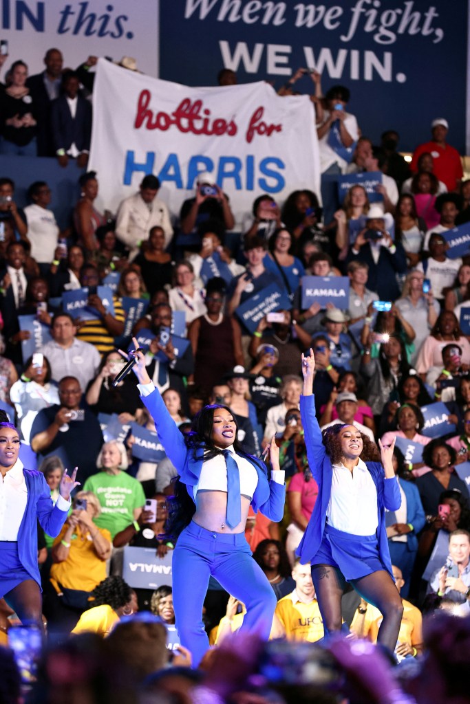 Megan Thee Stallion dancing at Harris' rally. 