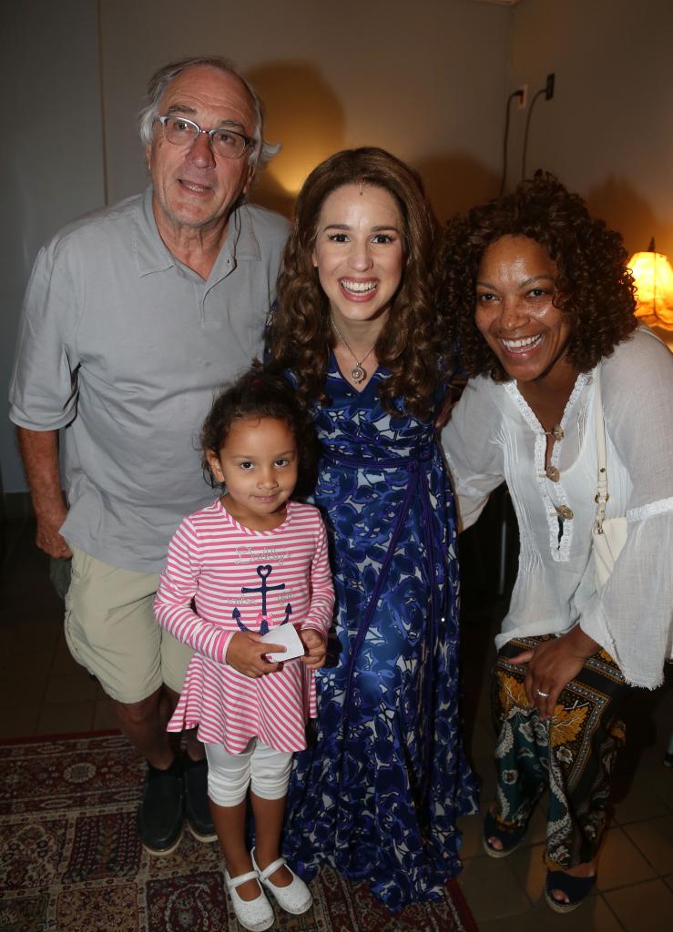 Robert De Niro, daughter Helen Grace, Chilina Kennedy as "Carole King" and Grace Hightower De Niro pose backstage at the hit Carole King musical "Beautiful" on Broadway 