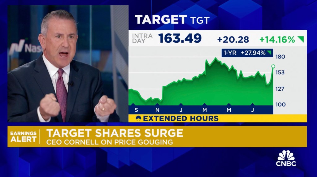 Target CEO Brian Cornell in a suit and tie during an interview on CNBC.