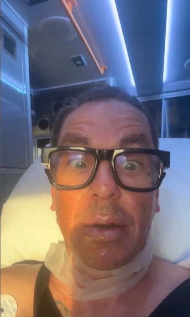 Sid Wilson being transported to another hospital