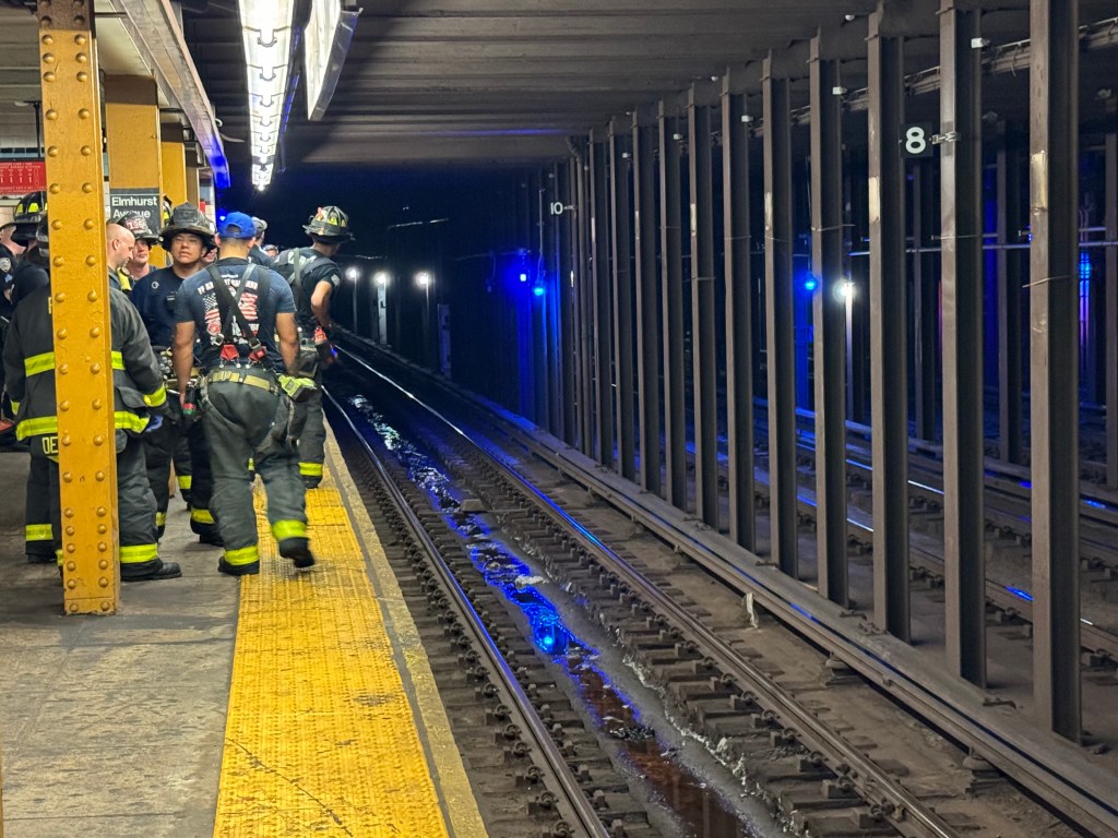 First responders at scene of person struck by subway train.