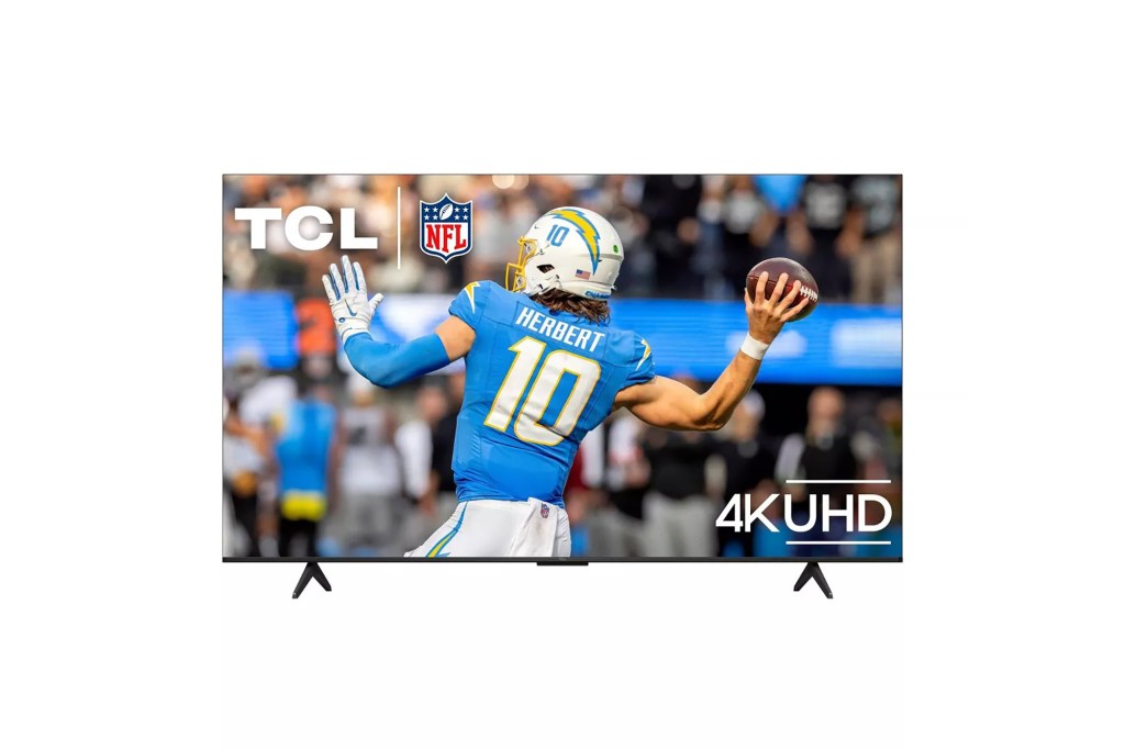 A football player displayed on a television screen