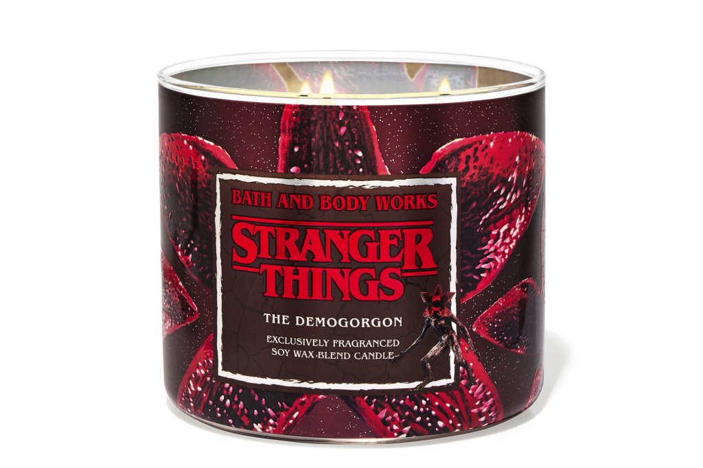 A candle in a jar titled 'the Demogorgon candle'