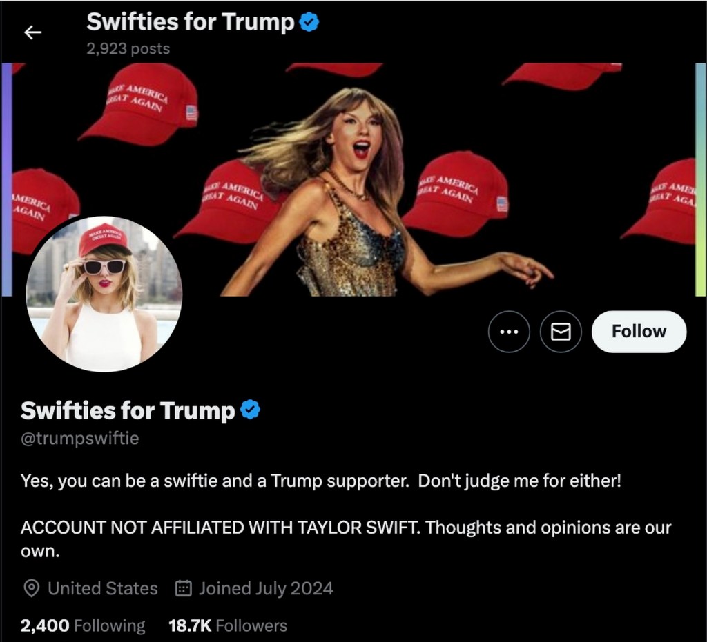 Swifties for Trump X handle