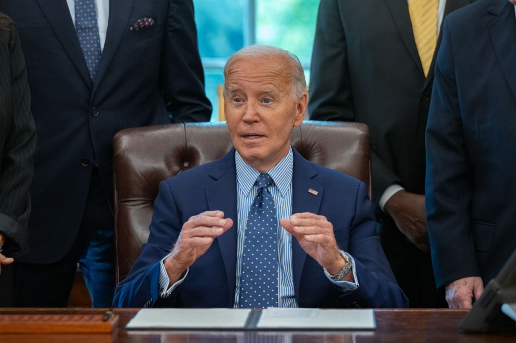 resident Joe Biden is joined by civil rights leaders, community members, and elected officials to sign a proclamation to designate the Springfield 1908 Race Riot National Monument in the Oval Office in Washington, D.C., USA, 16 August 2024