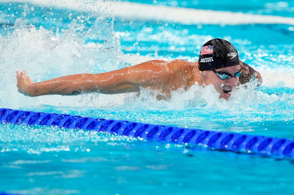 Caeleb Dressel (USA) in the menâs 100-meter butterfly semifinal during the Paris 2024 Olympic Summer Games.