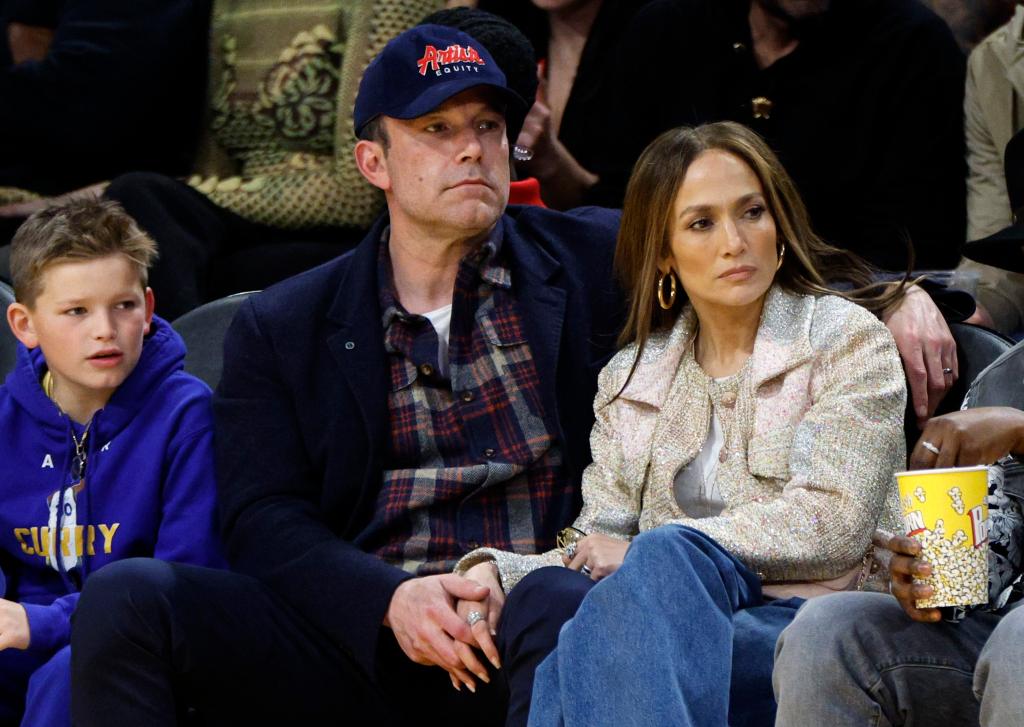 Ben Affleck and Jennifer Lopez at an NBA game on March 16, 2024