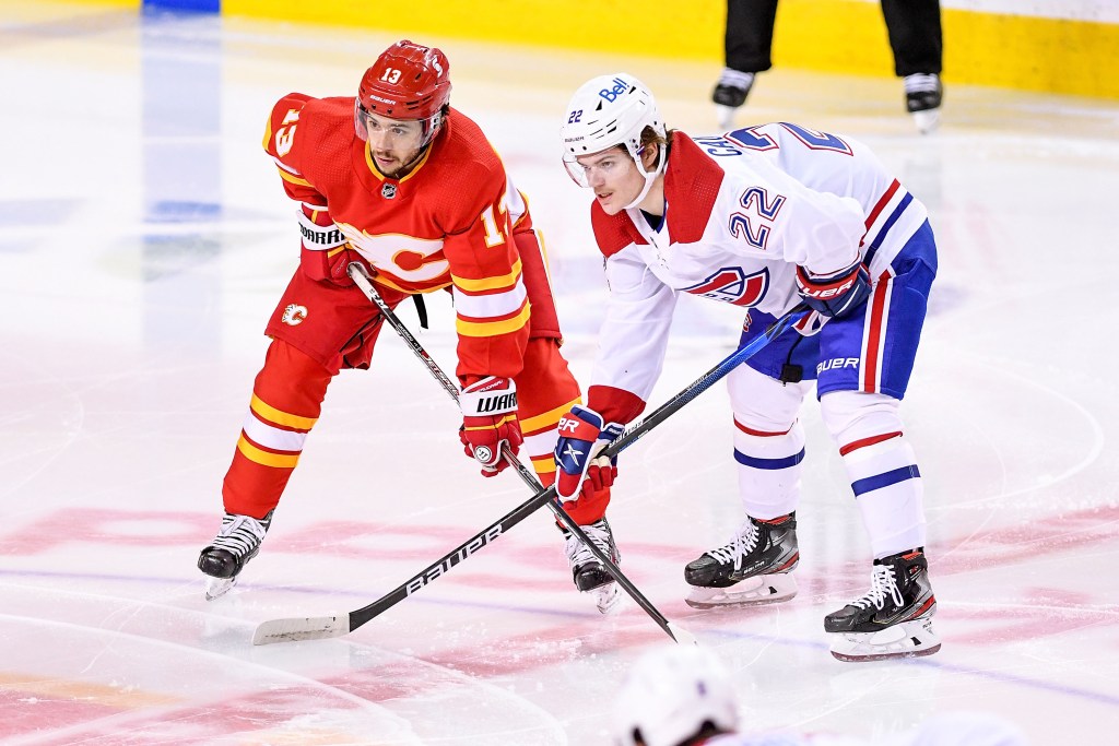 Gaudreau (l) and Caufield (r) during a 2021 contest.