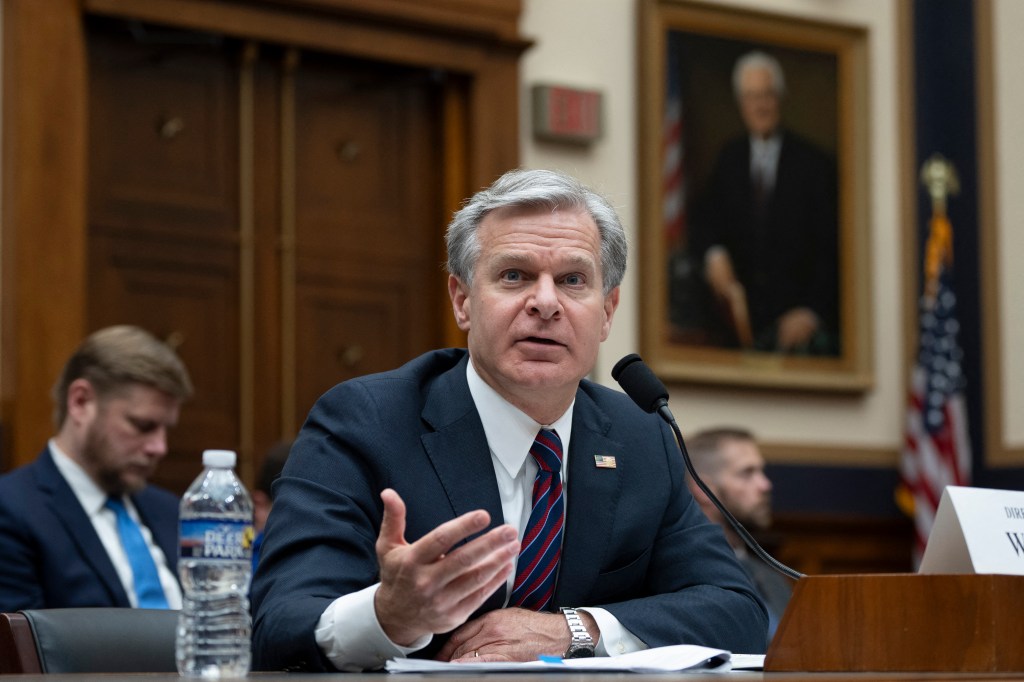 FBI Director Christopher Wray testifying before the House Judiciary Committee in Washington, DC, regarding an attempted assassination of Donald Trump