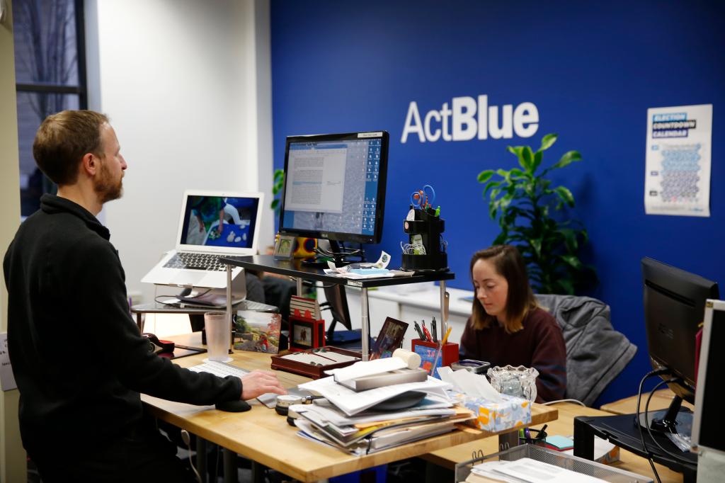 Employees working at ActBlue, a Democratic fund-raising platform in Somerville, MA, on November 13, 2018.