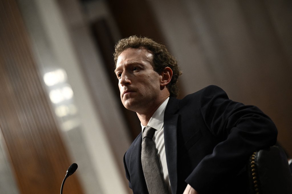 Mark Zuckerberg, CEO of Meta, testifying during the US Senate Judiciary Committee hearing in Washington, DC