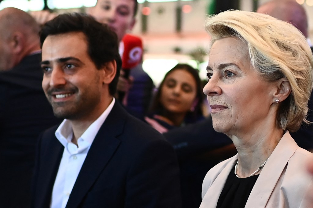 European Commission President Ursula von der Leyen with nominee Stephane Sejourne, left, last year.