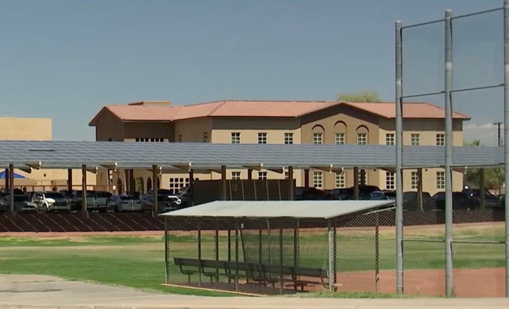 Baseball field with a shelter near Buckeye Union High School