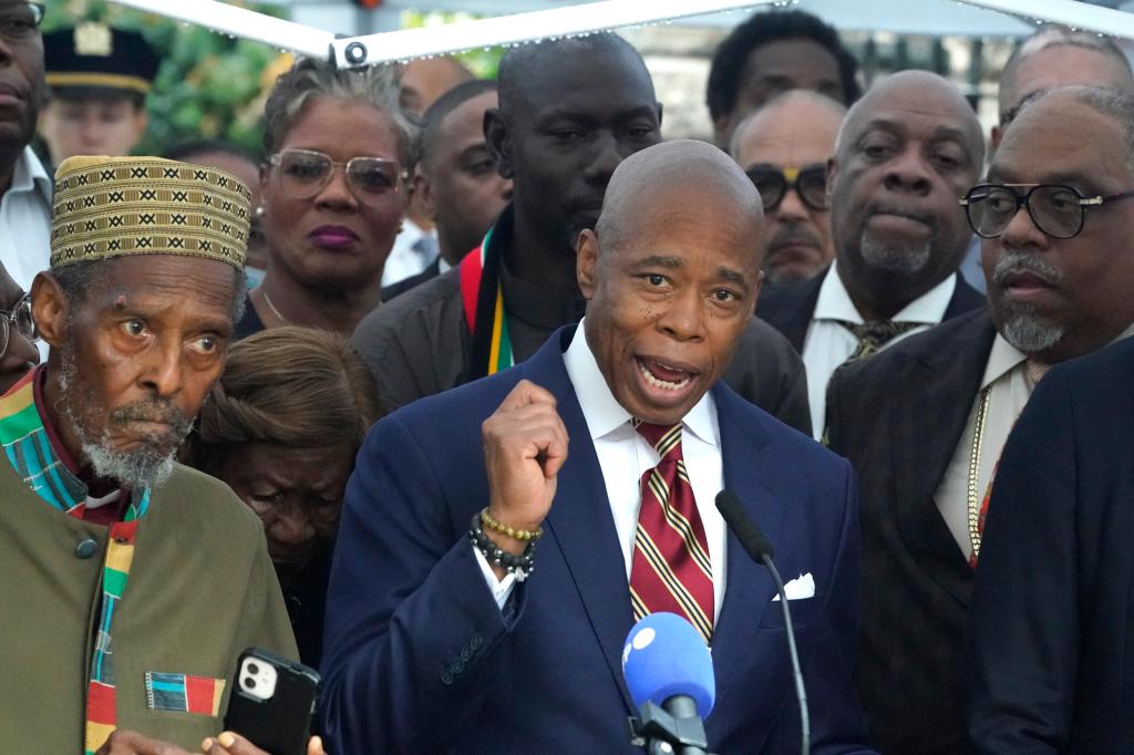 Mayor Adams speaking outside Gracie Mansion after he was hit with corruption charges on Sept. 26, 2024.