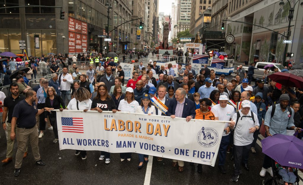 Governor Kathy Hochul, Letitia James, and Chuck Schumer attended the 2024 NYC Labor Day Parade.
