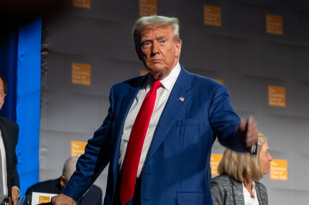 Former President Donald Trump addresses the Economic Club of New York at Cipriani's on Sept. 5, 2024.