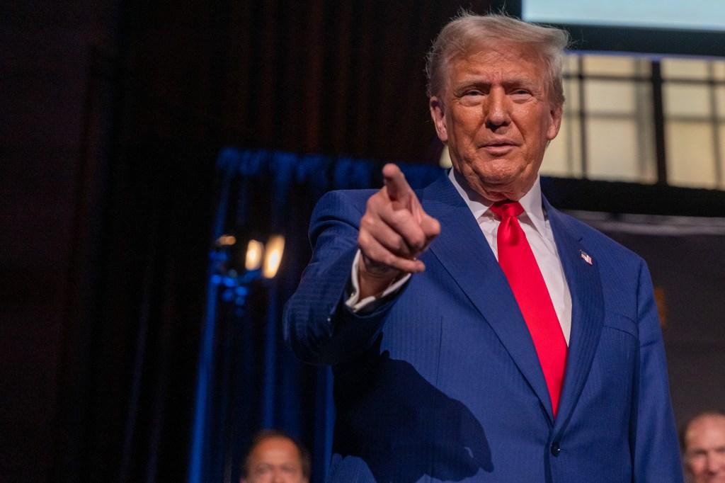 Republican presidential nominee, former U.S. President Donald Trump addresses the Economic Club of New York at Cipriani's on September 5, 2024, in New York City.