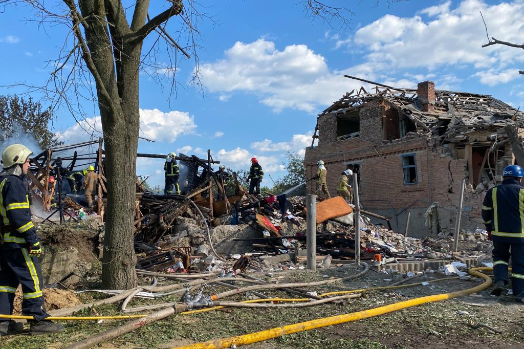 Wreckage from Russia strike.