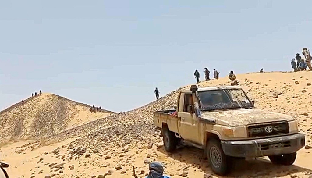 Tuareg rebel alliance fighters who clashed with Russian Wagner mercenaries are seen in northeastern Mali on July 2024.