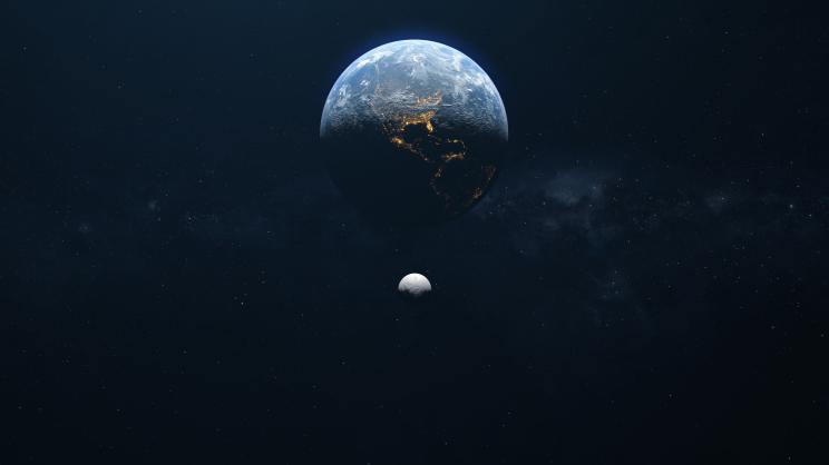 Stock image of Earth and the Moon.