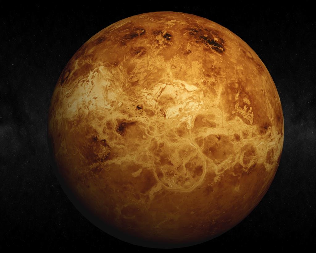 Venus planet in space surrounded by stars