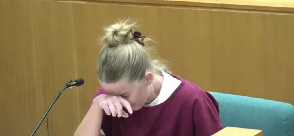 Kesley Pope whimpered in court as she begged to get parole. 