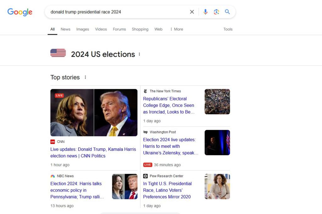 Trump was reacting to a recent study which claimed that Google search results were biased in favor of his rival, Vice President Kamala Harris.