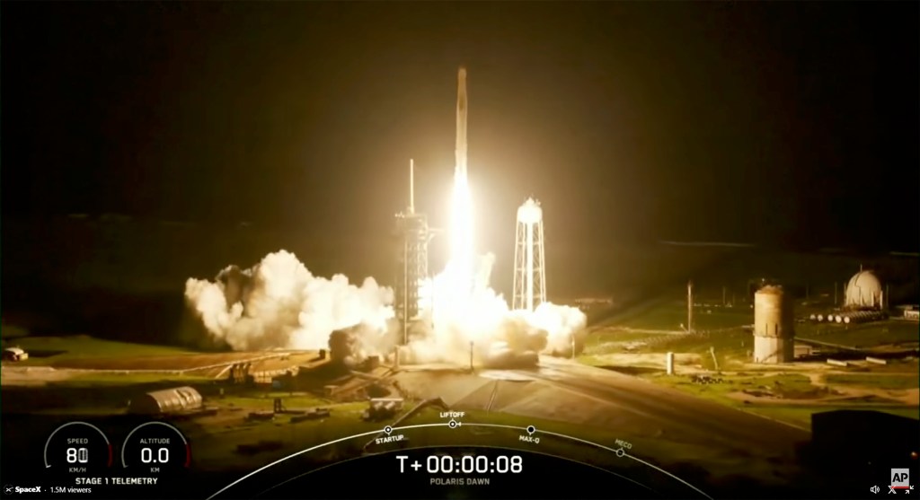 It’s the first of three trips that Isaacman bought from Elon Musk two and a half years ago, soon after returning from his first private SpaceX spaceflight in 2021. 