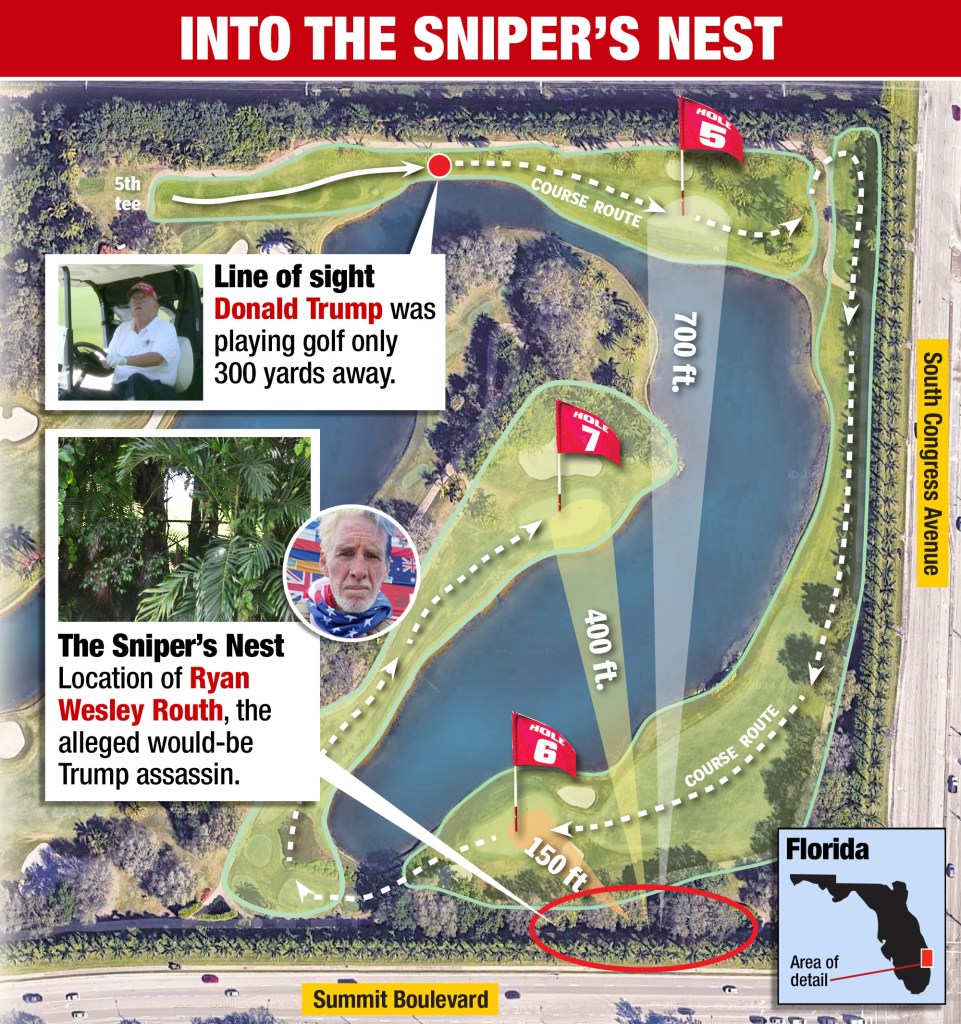 map of where attempted assassin was at trump golf course