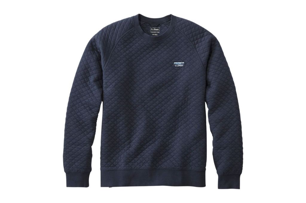 A quilted navy blue men's sweatshirt