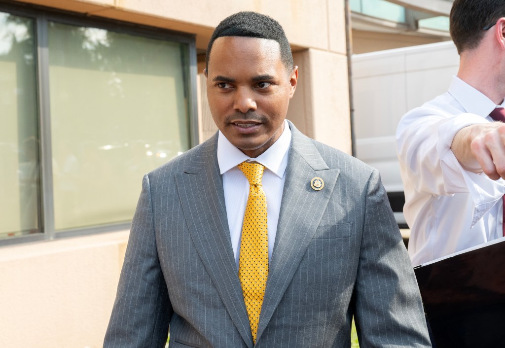 United States Representative Ritchie Torres (Democrat of New York) arrives for the all hands meeting to discuss United States President Joe Biden's continued candidacy for reelection at the Democratic National Committee Headquarters in Washington, DC on Tuesday, July 9, 2024.