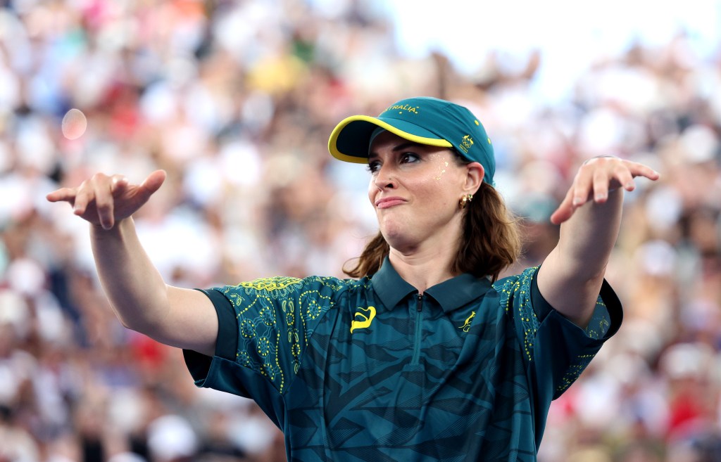  B-Girl Raygun of Team Australia
competes during the B-Girls Round Robin.