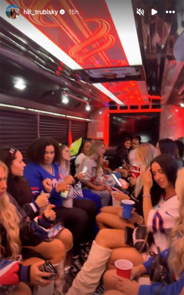 The significant others of Bills players took a party bus to the "Monday Night Football" matchup against the Jaguars.