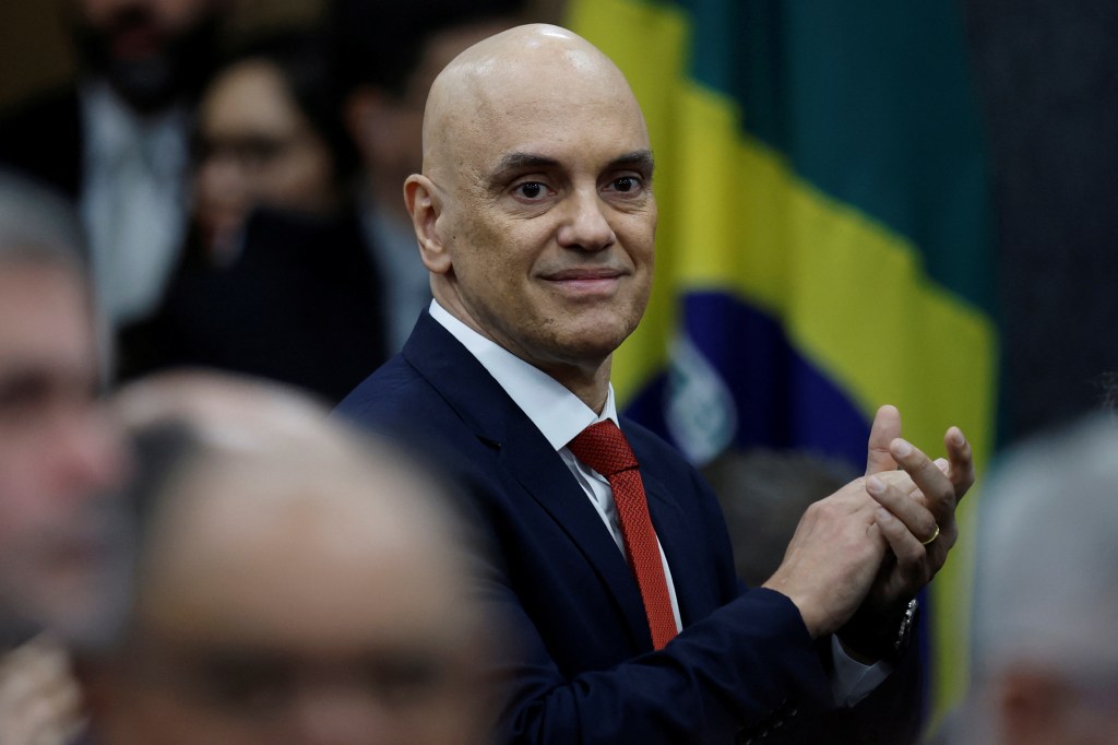 Brazil's Supreme Court Judge Alexandre de Moraes in a suit and tie, attending a ceremony at the National Justice Council in Brasilia, Brazil, September 3, 2024.