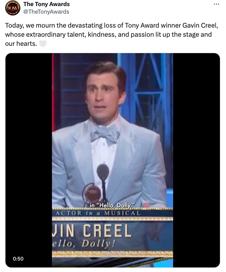 The Tony awards remembered Gavin Creel after his passing.