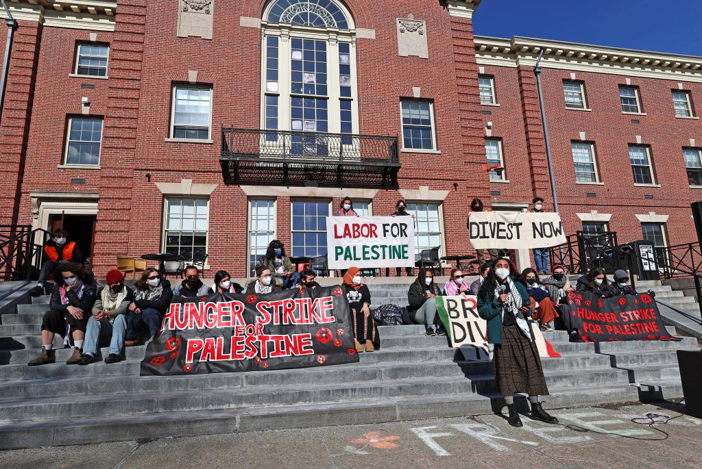 Brown University students take part in a hunger strike for Palestine.