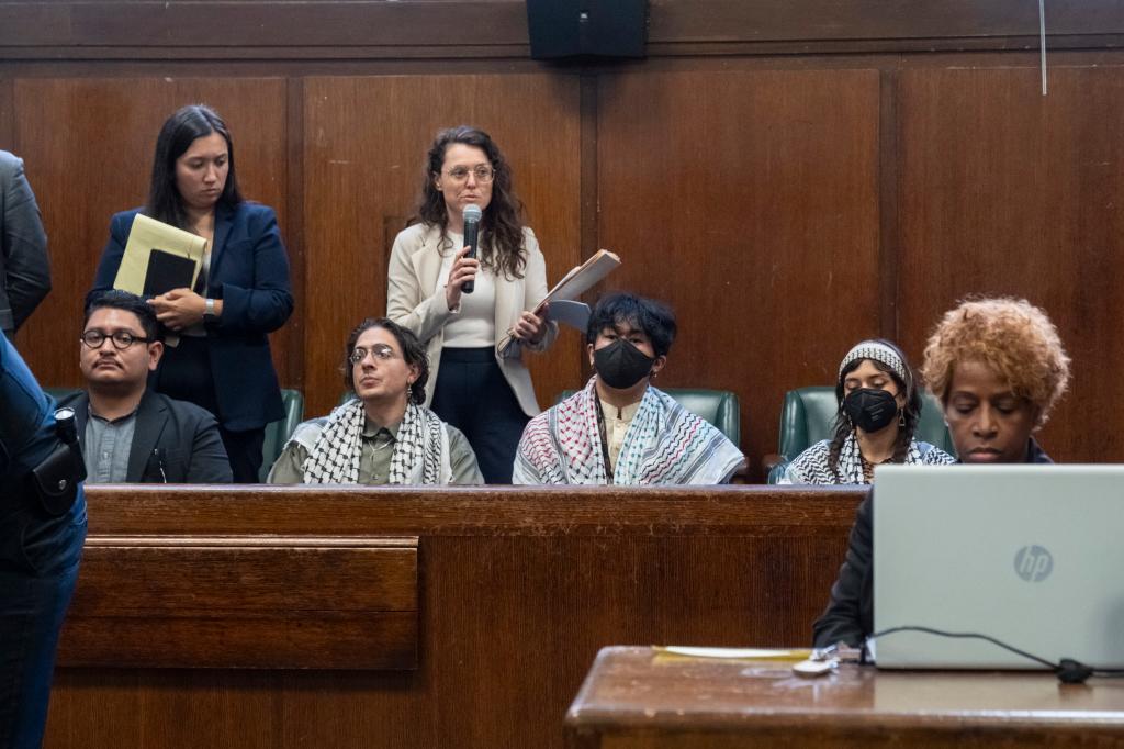 Eight protesters in courtroom