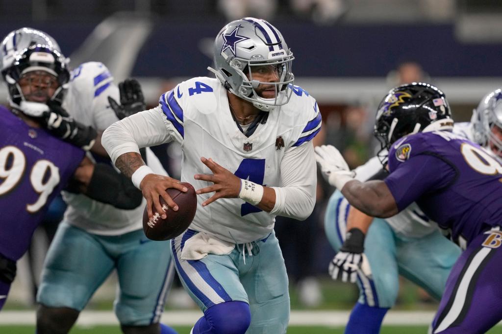 Cowboys quarterback Dak Prescott in action on Sept. 22, 2024, against the Ravens.