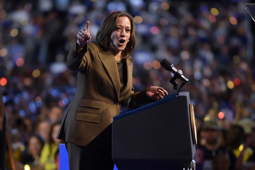 Kamala Harris speaking at rally on Sept. 29, 2024.