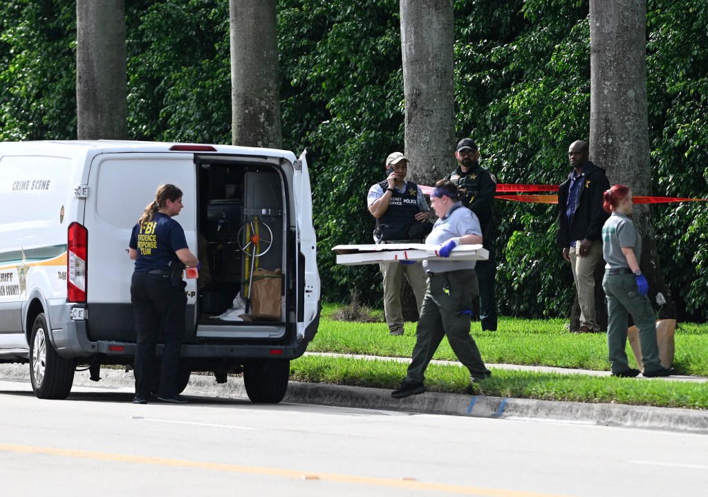 An evidence box potentially containing the rifle used in the recent shooting near Trump International Golf Club