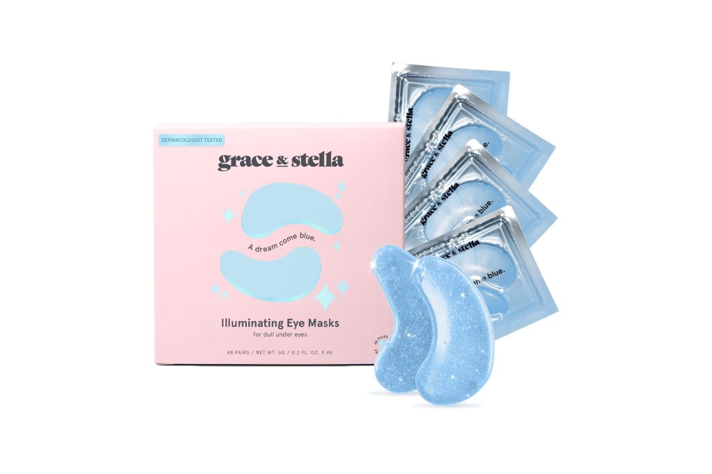 A box of eye masks alongside several packages of contoured eyes