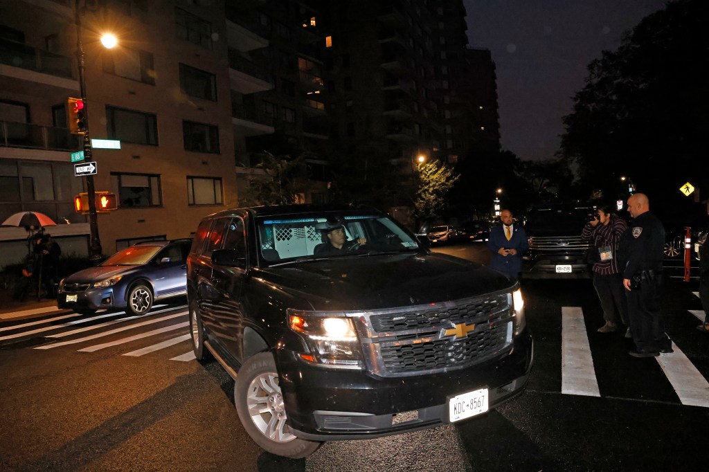 A black SUV, which appeared to be a prisoner transportation vehicle, was spotted pulling into the property under the cover of darkness. 