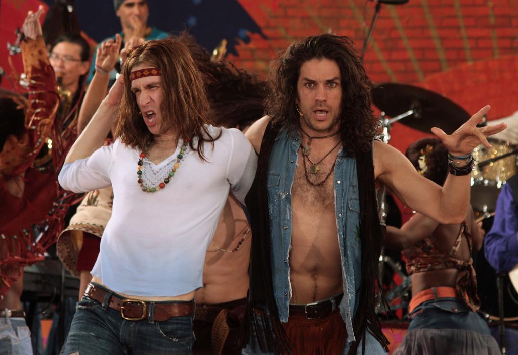 Gavin Creel and Will Swenson perform with the cast of Broadway's "Hair" on ABC's "Good Morning America" at June 26, 2009 in New York City. 