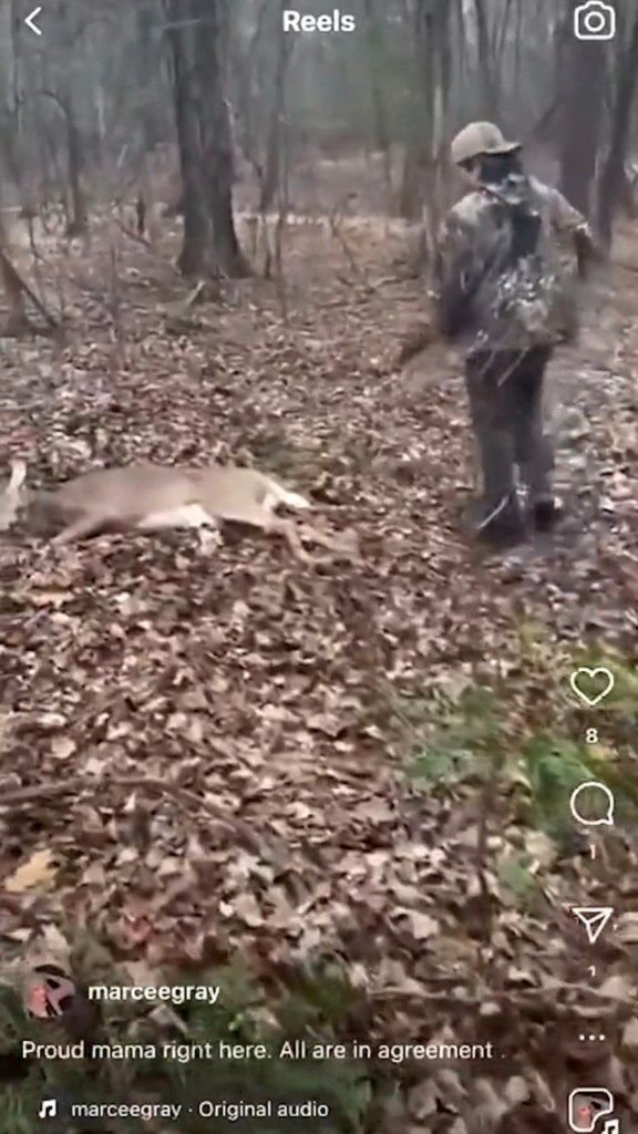 Colt Gray approaching a deer carcass 