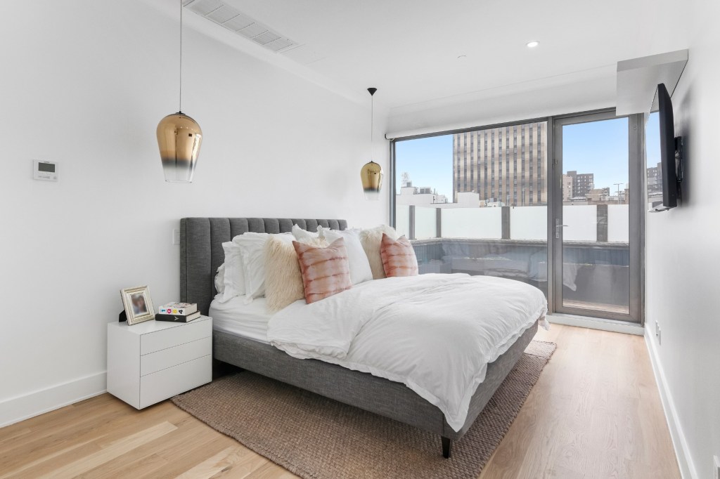 One of three bedrooms in the penthouse